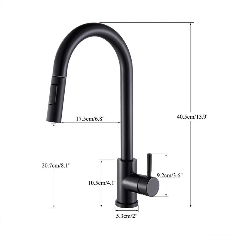 FlexiFlow Black: Dual-Mode Pull-Out Kitchen Faucet
