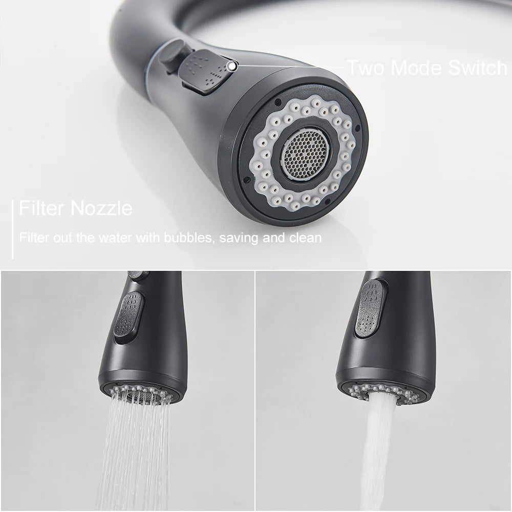 FlexiFlow Black: Dual-Mode Pull-Out Kitchen Faucet