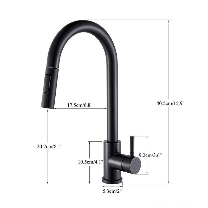 FlexiFlow Black: Dual-Mode Pull-Out Kitchen Faucet