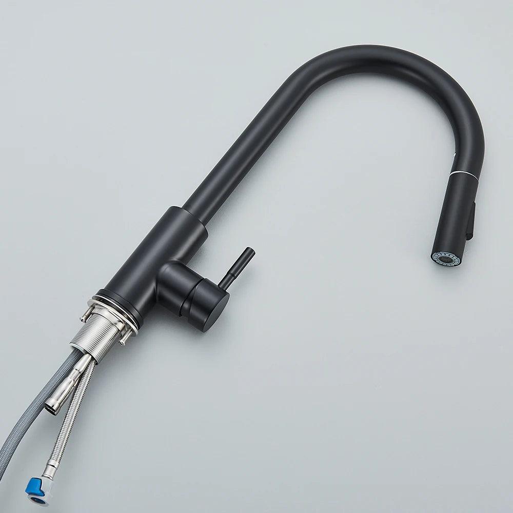 FlexiFlow Black: Dual-Mode Pull-Out Kitchen Faucet
