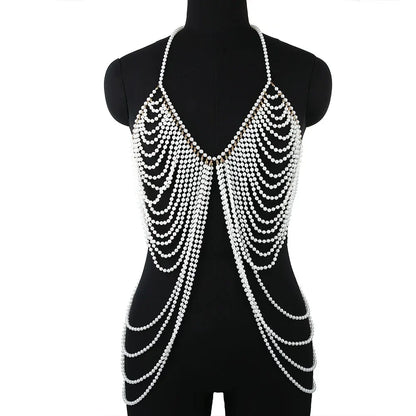 PearlEmbrace Body Chain: Sweater Chain & Top Jewelry for Dresses