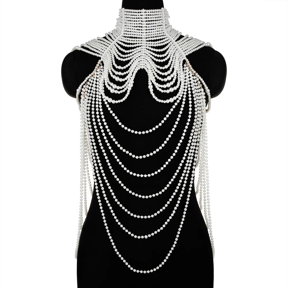 PearlEmbrace Body Chain: Sweater Chain & Top Jewelry for Dresses