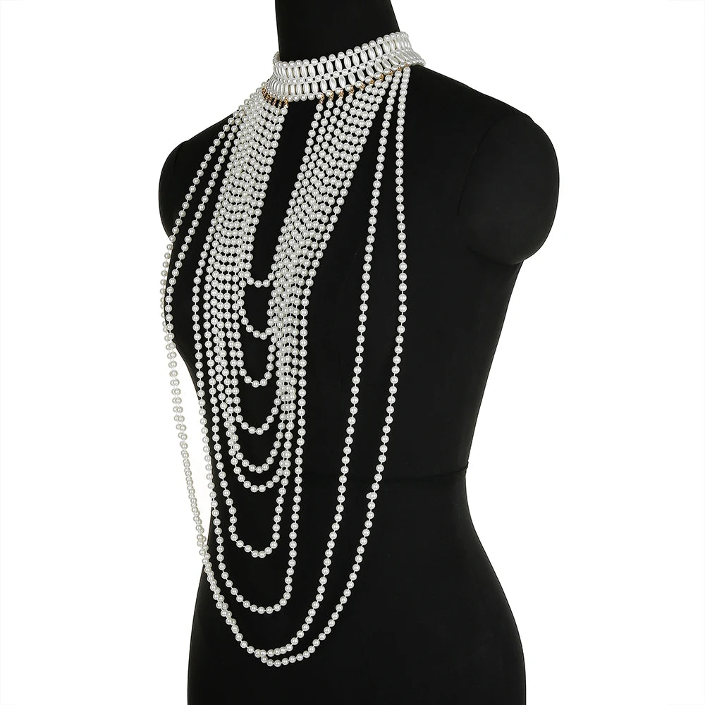 PearlEmbrace Body Chain: Sweater Chain & Top Jewelry for Dresses