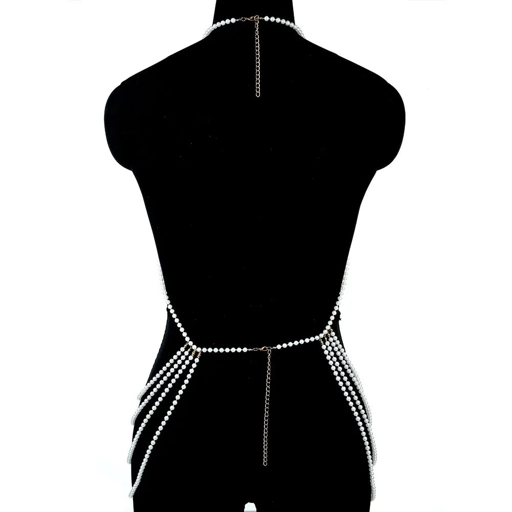 PearlEmbrace Body Chain: Sweater Chain & Top Jewelry for Dresses