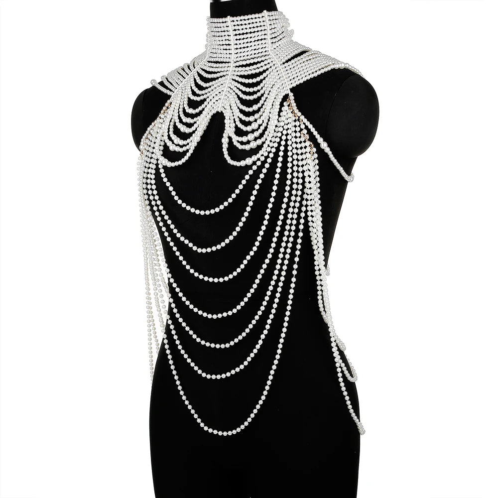 PearlEmbrace Body Chain: Sweater Chain & Top Jewelry for Dresses