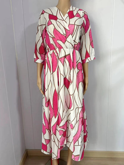 BohoBeach Bliss: Printed Bohemian Long Dress for Summer