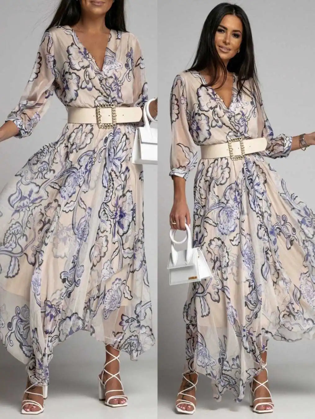 BohoBeach Bliss: Printed Bohemian Long Dress for Summer