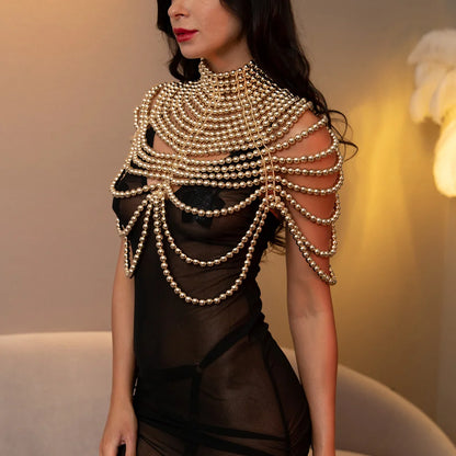 PearlEmbrace Body Chain: Sweater Chain & Top Jewelry for Dresses