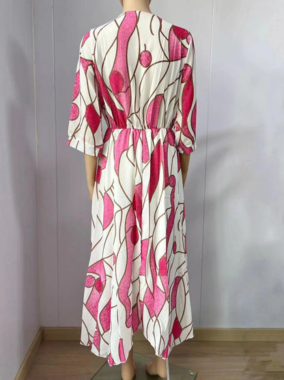 BohoBeach Bliss: Printed Bohemian Long Dress for Summer