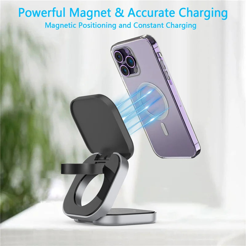 MagCharge Tower: Universal Wireless Stand for Phones & Watches