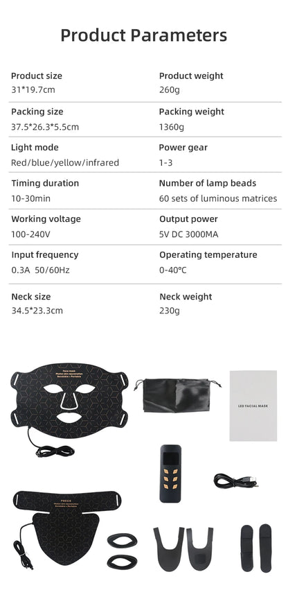 SpectrumSkin Pro: Multi-Color LED Facial & Neck Therapy Mask Premium