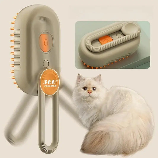 MistMagic Pet Brush: 3-in-1 Steam Cleaning & Grooming Tool for Cats and Dogs