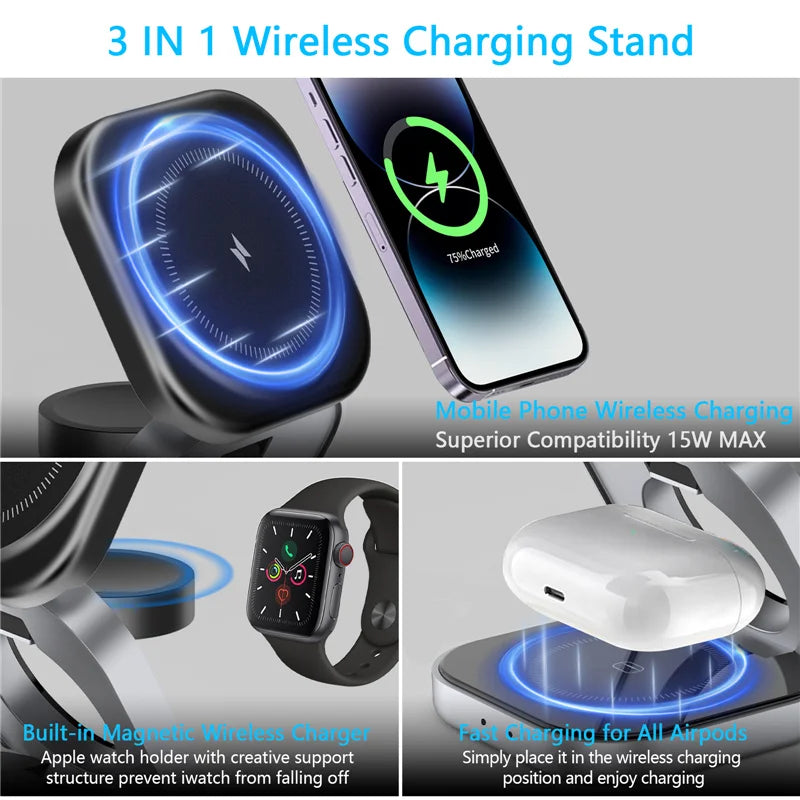 MagCharge Tower: Universal Wireless Stand for Phones & Watches