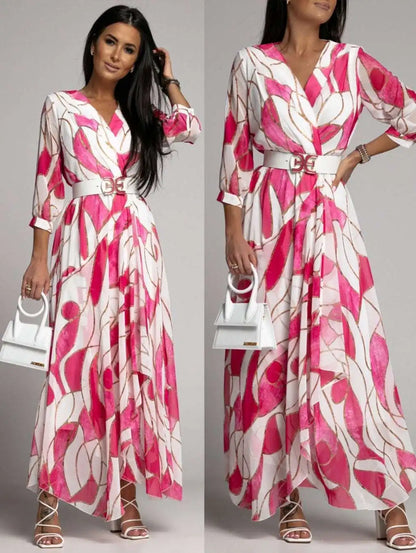 BohoBeach Bliss: Printed Bohemian Long Dress for Summer