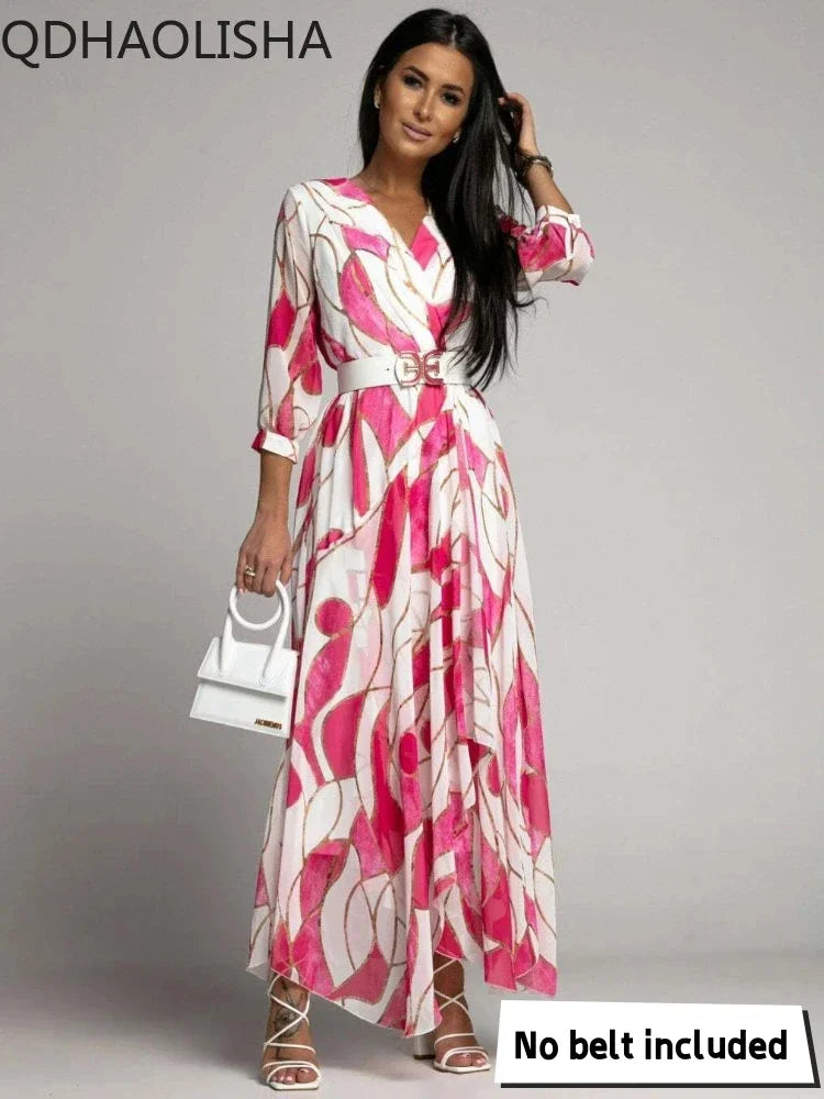 BohoBeach Bliss: Printed Bohemian Long Dress for Summer